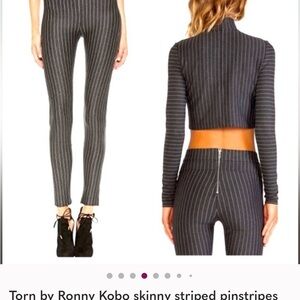 Ronny Kobo Collection Charcoal Pinstripe Skinny set (top and bottom)